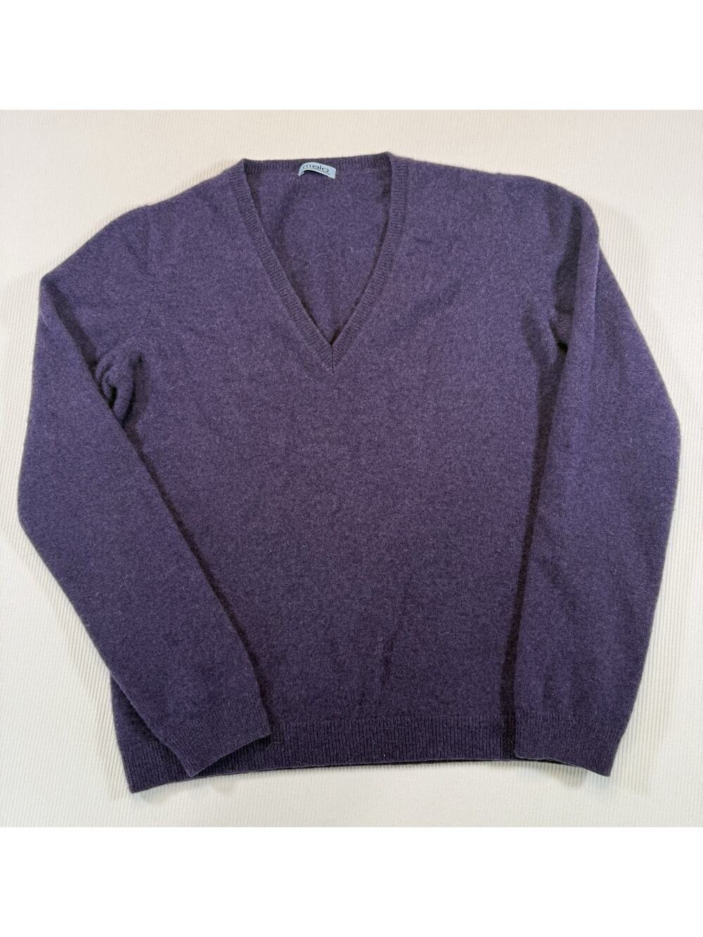 Malo Cashmere Sweater Womens L Purple V Neck Italy Luxury Knit Pullover